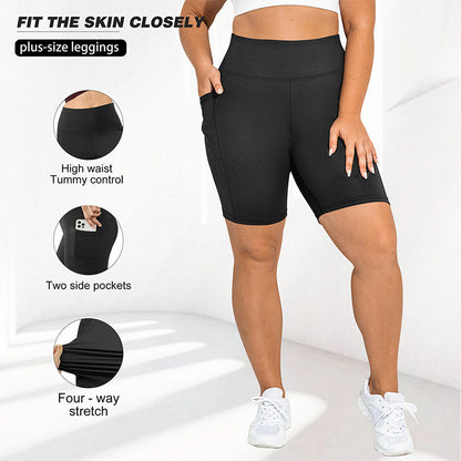 Womens High Waist Yoga Shorts with Pockets