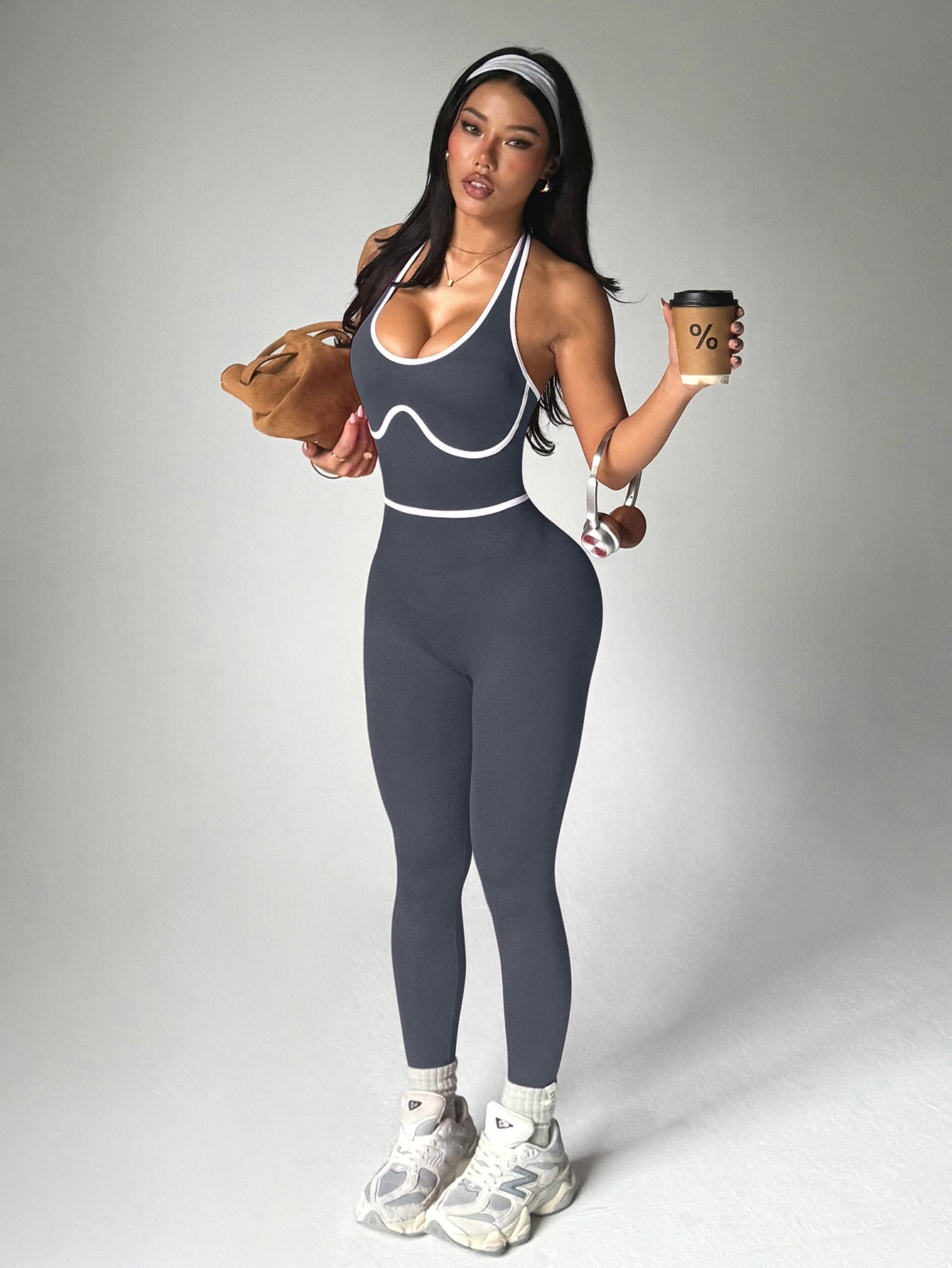 Women's Contrast Color Yoga Jumpsuit