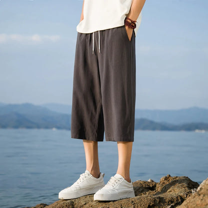 Summer Cotton Linen Short Pants New Solid Color Lightweight Shorts Large Jogging Beach Shorts for Men Loose Sweatpants