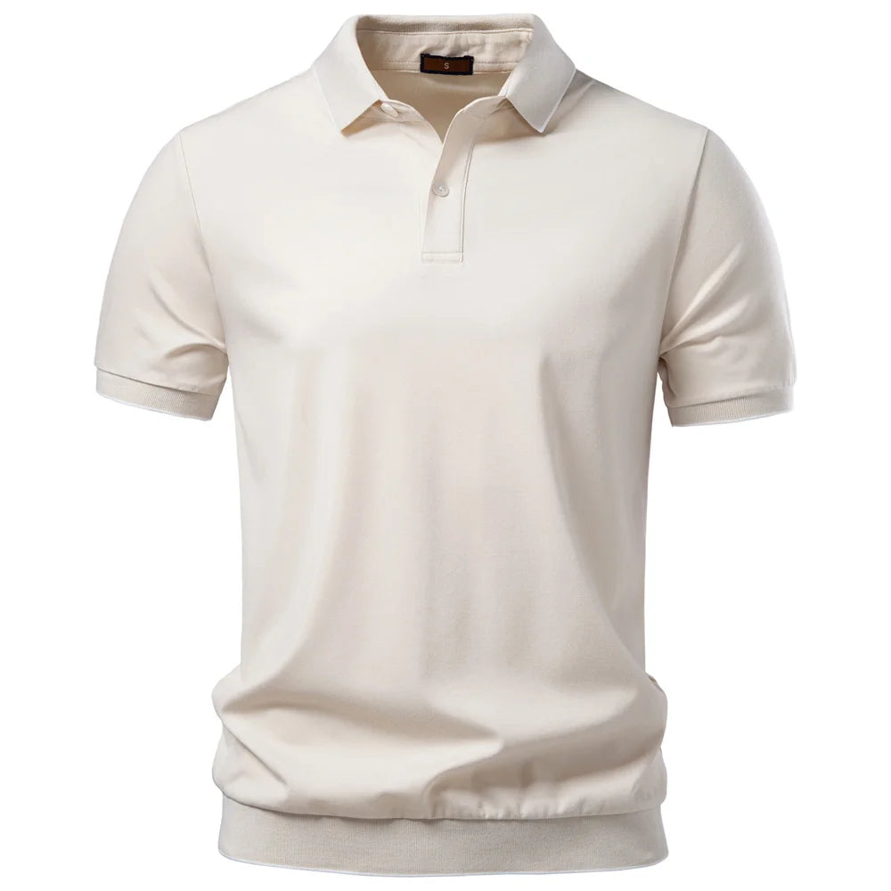 AIOPESON Old Money Polo Shirt Men‘s Solid Color Design Premium Fabric Skin Friendly Cool Breathable Soft Wear