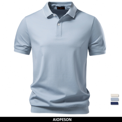 AIOPESON Old Money Polo Shirt Men‘s Solid Color Design Premium Fabric Skin Friendly Cool Breathable Soft Wear