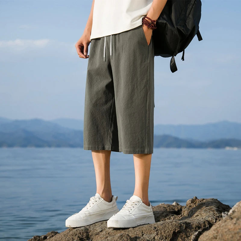 Summer Cotton Linen Short Pants New Solid Color Lightweight Shorts Large Jogging Beach Shorts for Men Loose Sweatpants