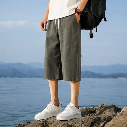 Summer Cotton Linen Short Pants New Solid Color Lightweight Shorts Large Jogging Beach Shorts for Men Loose Sweatpants