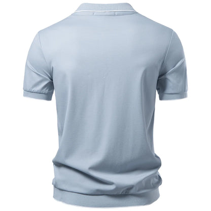 AIOPESON Old Money Polo Shirt Men‘s Solid Color Design Premium Fabric Skin Friendly Cool Breathable Soft Wear