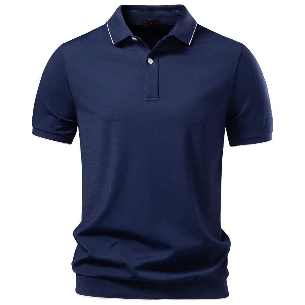 AIOPESON Old Money Polo Shirt Men‘s Solid Color Design Premium Fabric Skin Friendly Cool Breathable Soft Wear